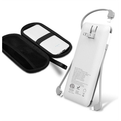 10000Mah Power Bank With Built-In Cable And Foldable AC Plug