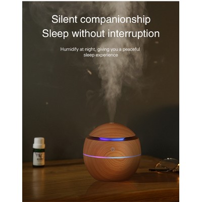 Ultrasonic Wood Grain Mushroom Humidifier With Colored LED Lights