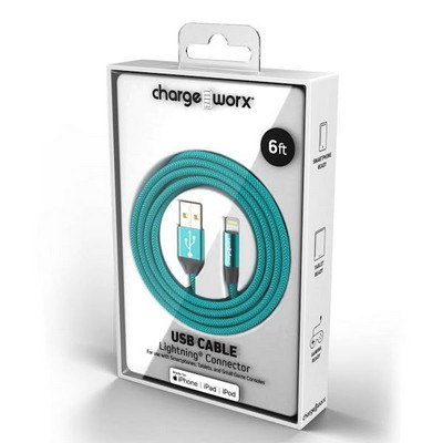 6' Lightning USB Cables - Turquoise (Case of 48)
