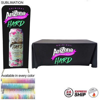 24 Hr Express Ship - Tradeshow Booth Package Sleek, 3'W x 96"h EuroFit Display & 6' Sub Tablecloth