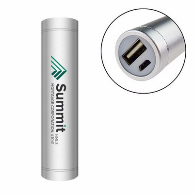 Sliver Cylinder Aluminum Power Bank- 2200 mAh - Ul Certified