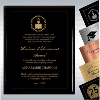 Black Piano Finish Wood Plaque Academic Achievement Gift (9" x 12")