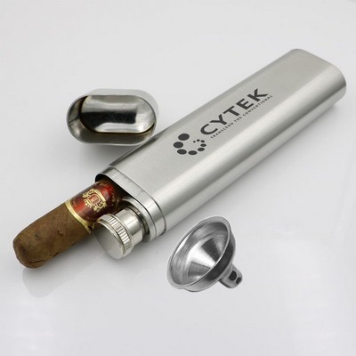 Stainless Steel Hip Flask 2 oz. & Cigar Case