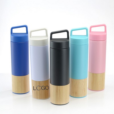 20Oz Stainless Steel Bamboo Water Bottle