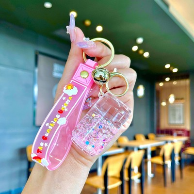 Pink Beverage can keychain with colored piece beads