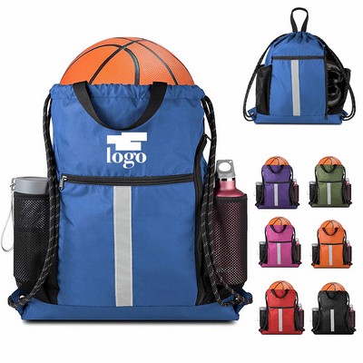 Drawstring Backpack Sports Gym Bag With Shoe Compartment