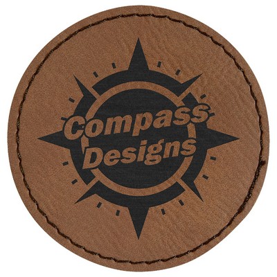 2-1/2" Diameter Round Patches, Dark Brown Laserable Leatherette