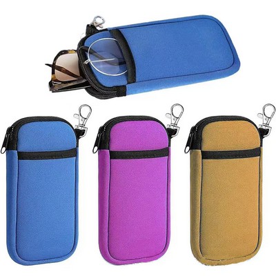 Neoprene Eye Glasses Cases with Carabiner Hook