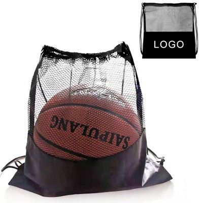 Polyester Mesh Sports Drawstring Backpack For Basketball
