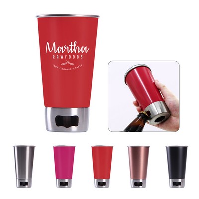 17oz Stainless Steel Beer Cup with Opener