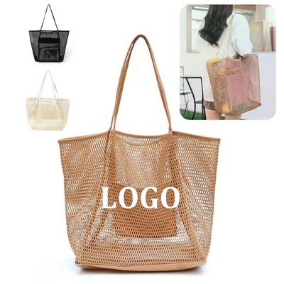 Mesh Beach Tote Women Shoulder Handbag
