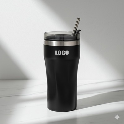 500Ml Stainless Steel Cups Mug W/ Straw