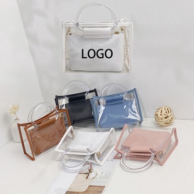 Clear Crossbody Bag with Removable Wristlet Pouch/ Tote Bag