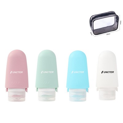 4 Pack Travel Bottles for Toiletries, 2oz Portable Refillable Liquid Containers W/Handle