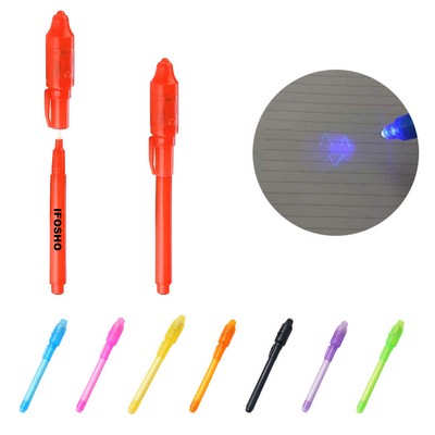 Magic Plastic Invisible Ink Spy Pen with UV Light Marker for Secret Messages and Occasions