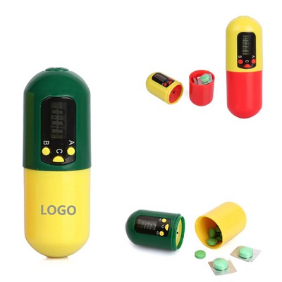 Capsule Shaped Pill Case Reminder With Timer Alarm