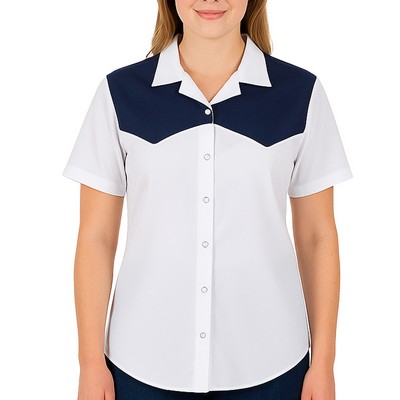 Ladies Short Sleeve Pearl Snap Performance Western Shirt