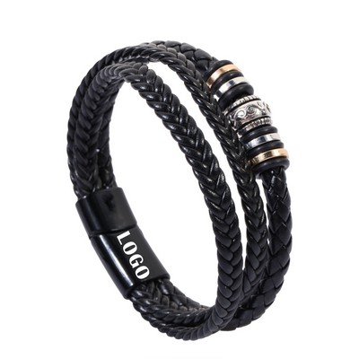 Punk Woven Leather Wrap Bracelet