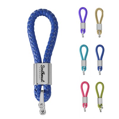 Leather Rope Weaving Car Keychain