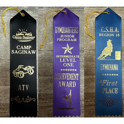 2" x 8" Custom Award Ribbon with String & Card