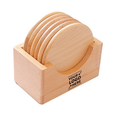 Wood Heat-Resistant Round Coaster Coffee Mat Set