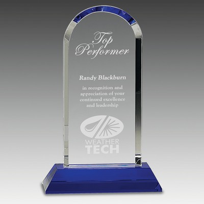 9.25" Clear Crystal Dome on Blue Pedestal Base