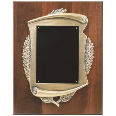 12" x 15" Genuine Walnut Plaque w/ Scroll Frame & Plate