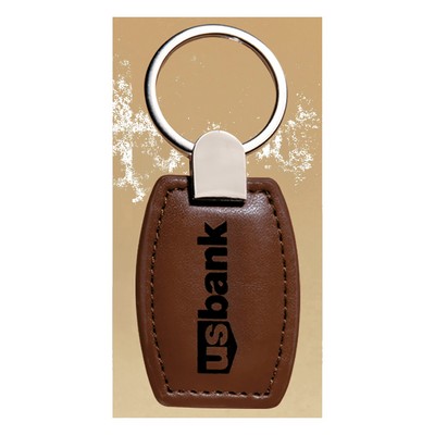 1.4" x 3.4" Leather Key Ring with Silver Hardware