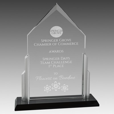 Peak Glass w/Brushed Silver Posts and Glass Base