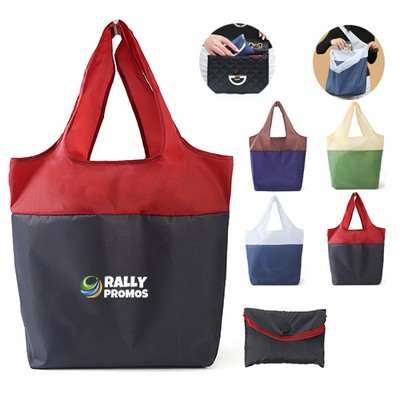 Foldable Portable Polyester Eco Friendly Reusable Patchwork Shopping Bags