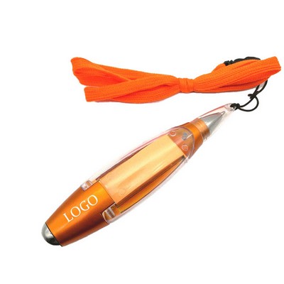 3-In-1 Ballpoint Pen W/ Flashlight And Lanyards