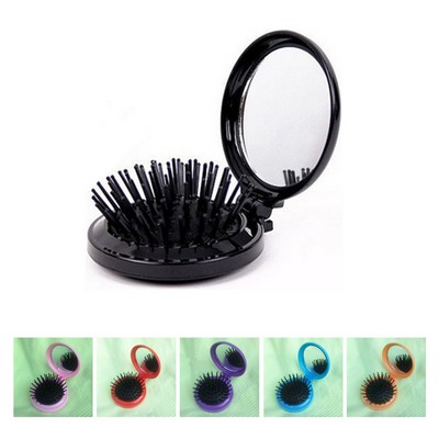Compact Hair Brush with Mirror