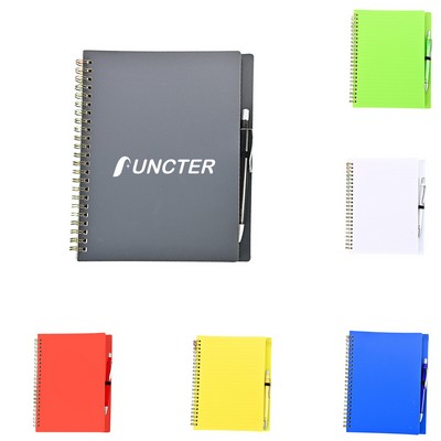 A5 Matte - Cover Spiral Notebook With Pen