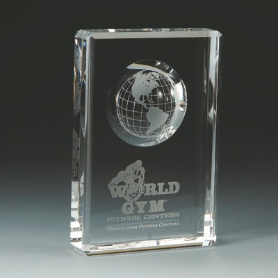 Optical Crystal with Recessed Globe (6" x 4")