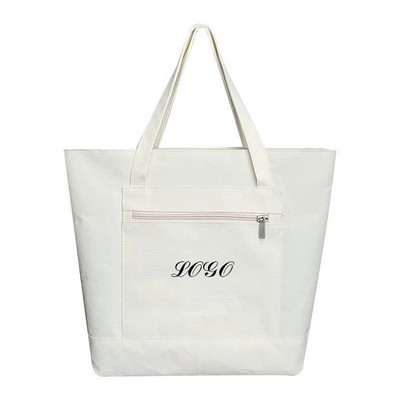 Pure White Hand-Held Canvas Bundle Pocket Tote Bag