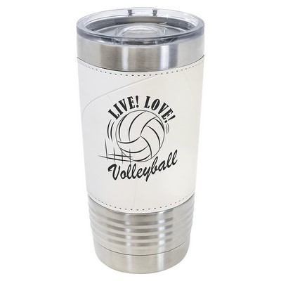 20 oz. Volleyball Faux Leather Tumbler with Slider Lid
