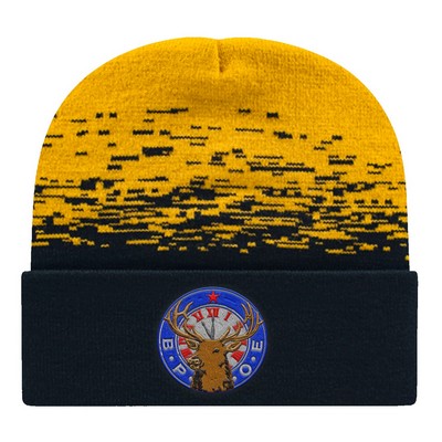 C A Static Pattern Knit Cap With Cuff