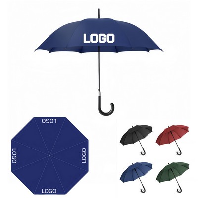 46 Inch Automatic Open Straight Umbrella With Curved Handle