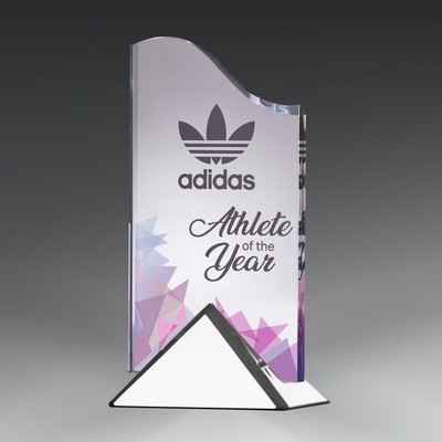 Acrylic Wave in Chrome Triangle Base -8"