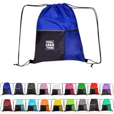 Premium Drawstring Backpack With Slip And Mesh Pocket