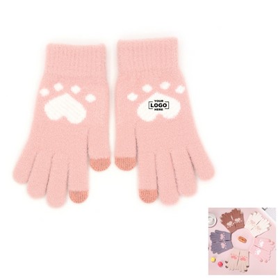 Winter Touch Screen Elastic Cuff Warm Knit Gloves