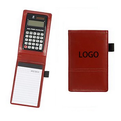 Leather Pocket Memo Notepad With Built In Calculator