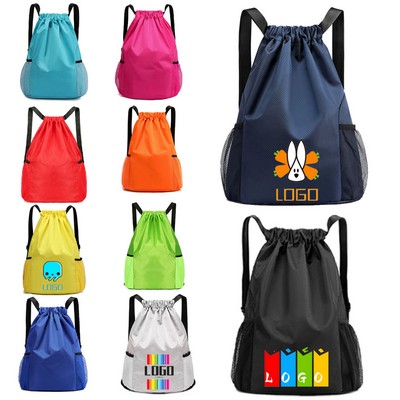 Drawstring Backpack With Mesh Pockets
