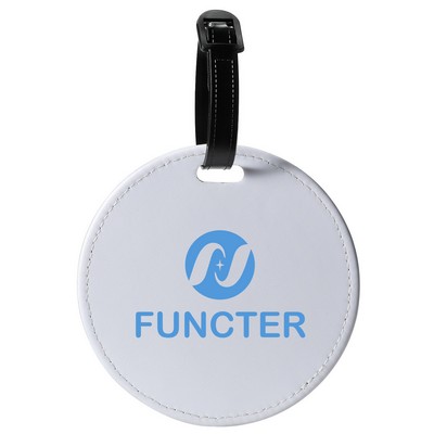 Personalizable Travel ID Tag Round Shape PU Leather Luggage For Travel Business Trip