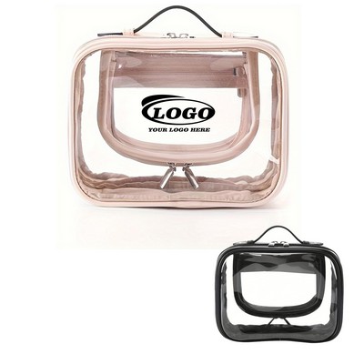 Clear Double-Layer PVC Travel Toiletry Bag