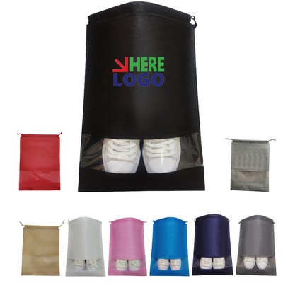 Non-Woven Shoe Bag with Drawstring, 12.6 x 17.3 in, Transparent Window