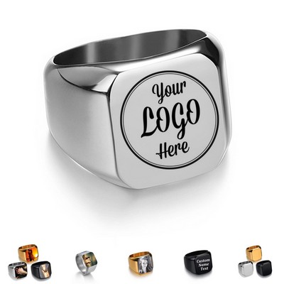Stainless Steel Square Signet Rings
