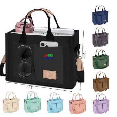 Canvas Tote Bag with Multi Pockets