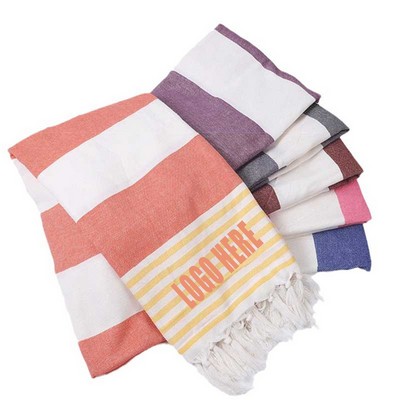 40"X70 "Fringed Striped Cotton Towel