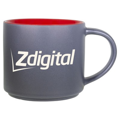 16 Oz. Ceramic Gray Norwich Stacking Two-Tone/Red interior mug